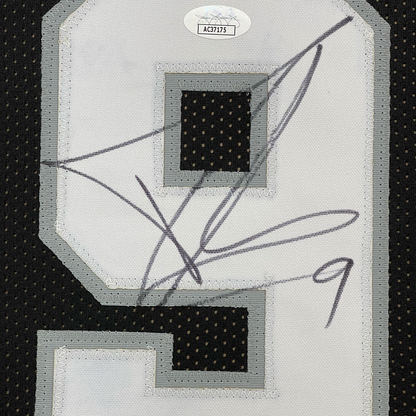 Framed Autographed/Signed Tony Parker 35x39 San Antonio Black Basketball Jersey JSA COA