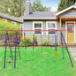 550 LBS 6-in-1 Patio Kids Swing Set with Climbing Net and Ladder-Red