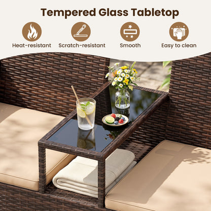 Patio Loveseat 2-Seat Conversation Set with Coffee Table