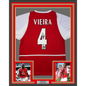 Framed Autographed/Signed Patrick Vieira 35x39 Arsenal Red Soccer Jersey Beckett BAS COA