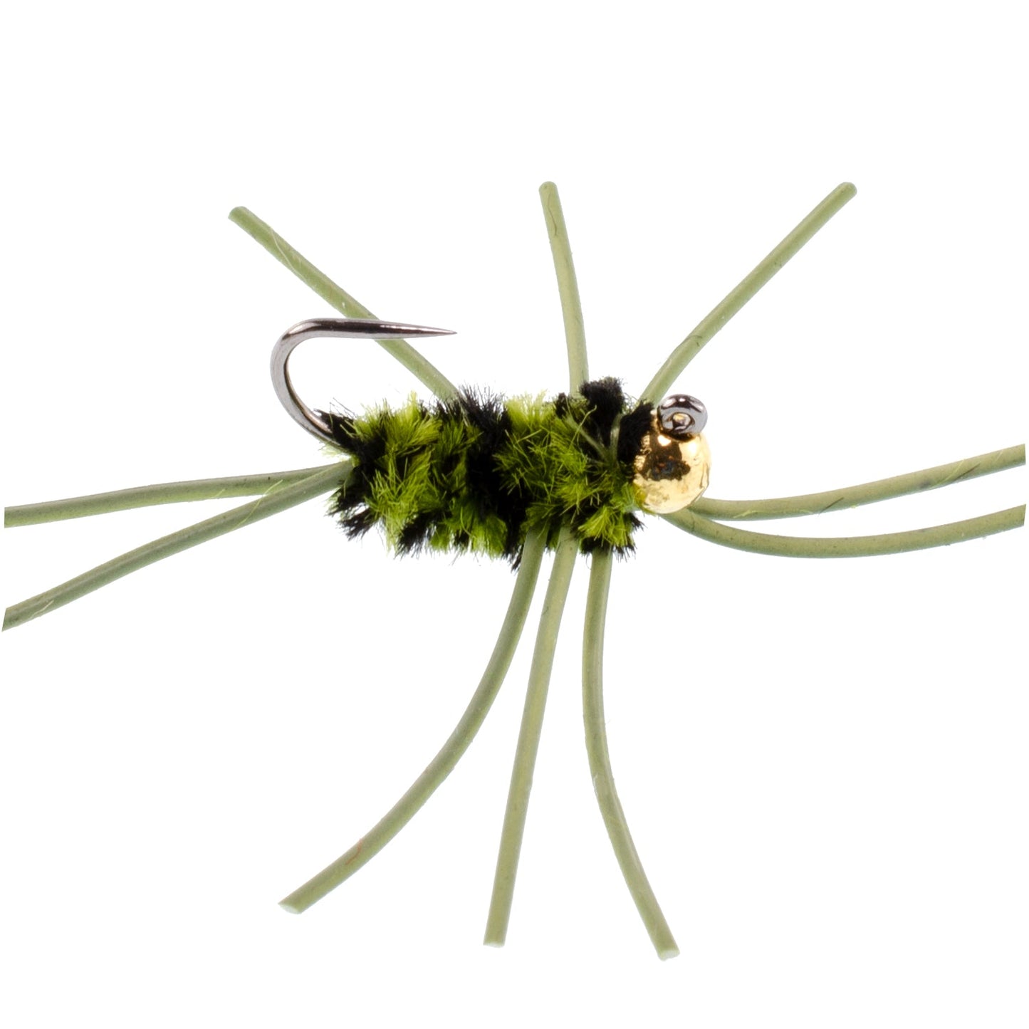 Pat's Rubber Legs Tungsten Jig Black/Olive Euro Nymph 12 Flies Size 10