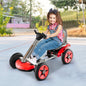 Pedal Powered 4-Wheel Toy Car with Adjustable Steering Wheel and Seat-Red