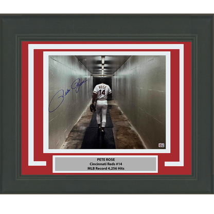 Framed Autographed/Signed Pete Rose Cincinnati Red 16x20 Baseball Photo Athlete Hologram COA Holo #4