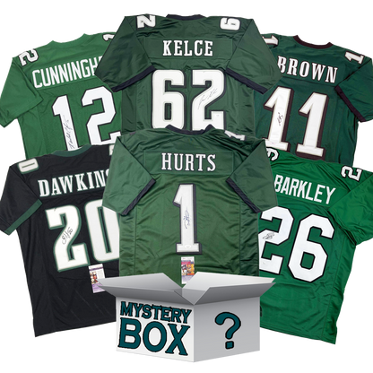 Autographed/Signed Philadelphia Football Jersey Mystery Box with PSA JSA or Beckett COA