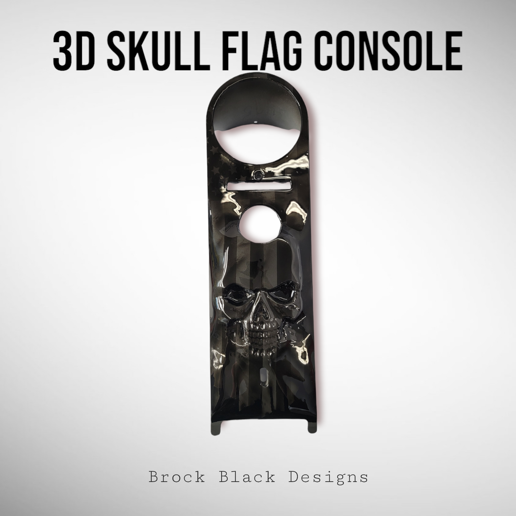 3D skull with ghosted American flag console