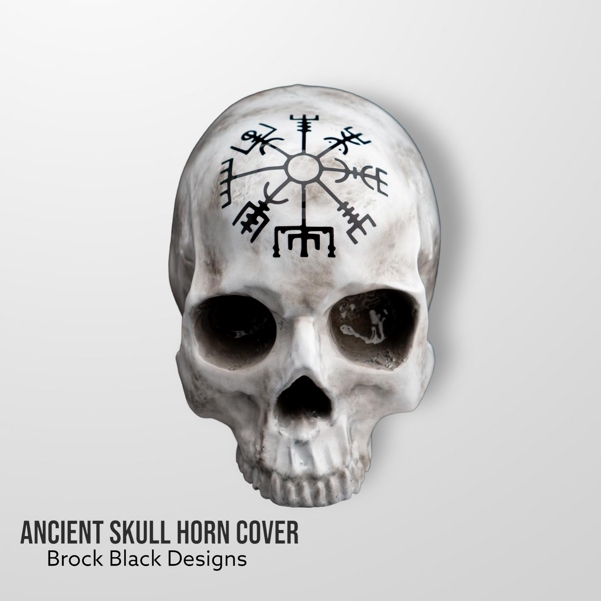 Horn cover with 3D Ancient skull theme
