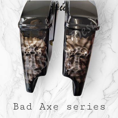 Bad Axe with American flag bags
