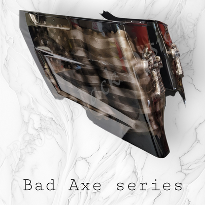Bad Axe with American flag bags