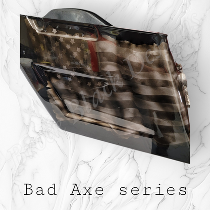 Bad Axe with American flag bags