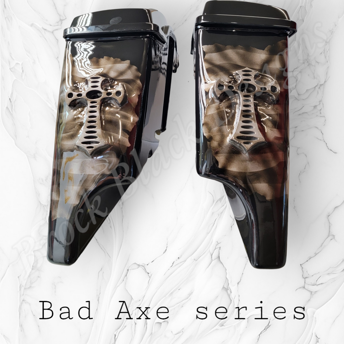Bad Axe with American flag bags