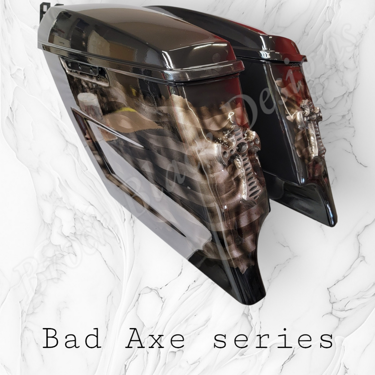 Bad Axe with American flag bags