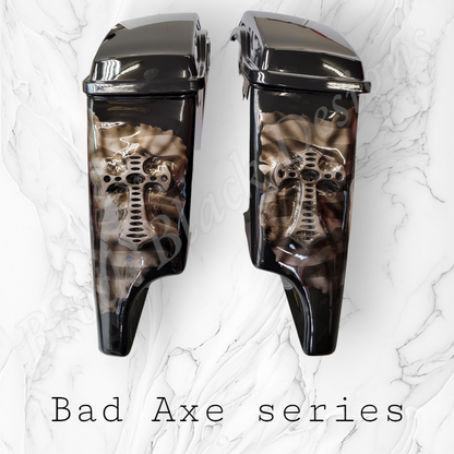 Bad Axe with American flag bags