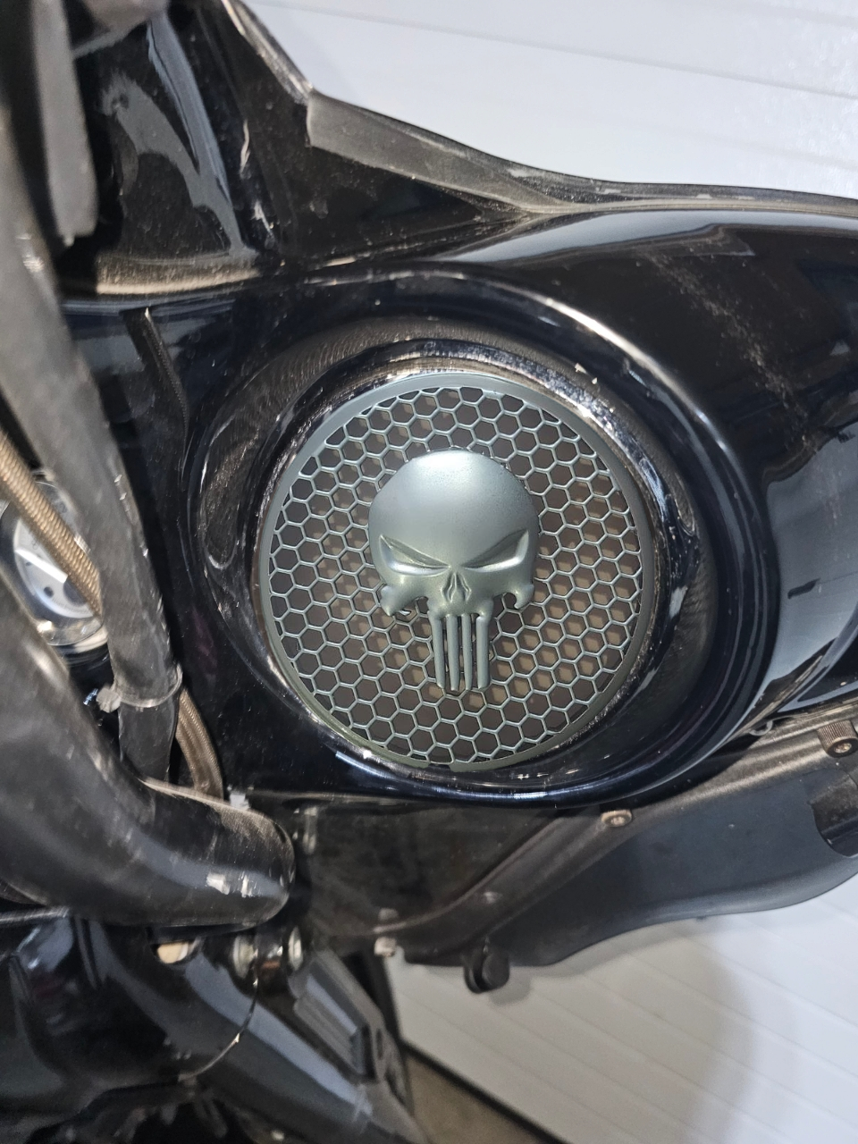 97-25+ Harley inner 3D punisher speakers grill covers set