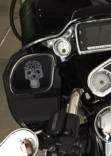 98-2024+ Road Glide 3D webbed Skull speakers grill covers set