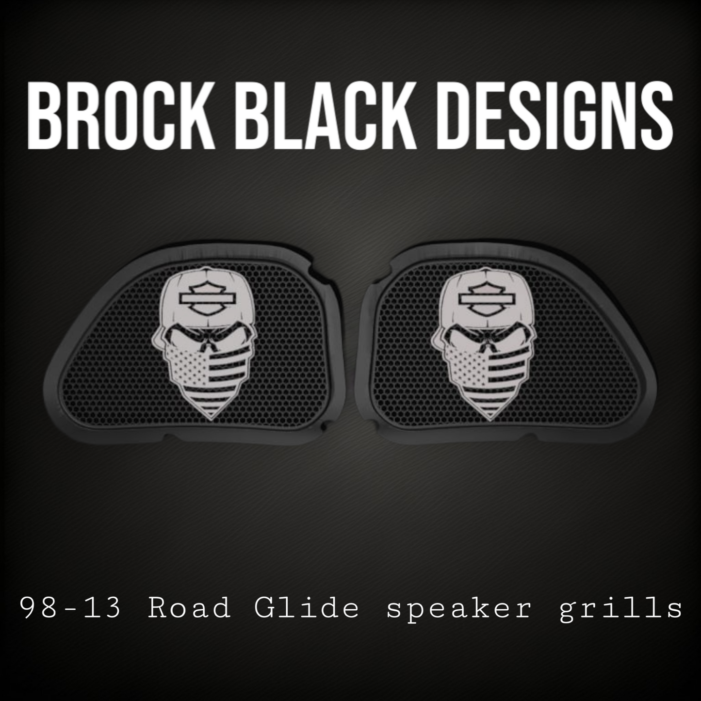 98-2024+ Road Glide 3D skull speakers grill covers set