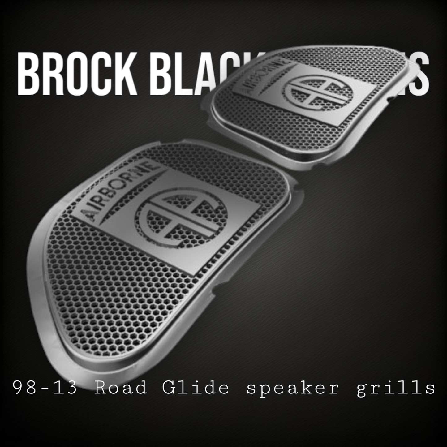 98-2024+ Road Glide 3D Airborne logo speakers grill covers set