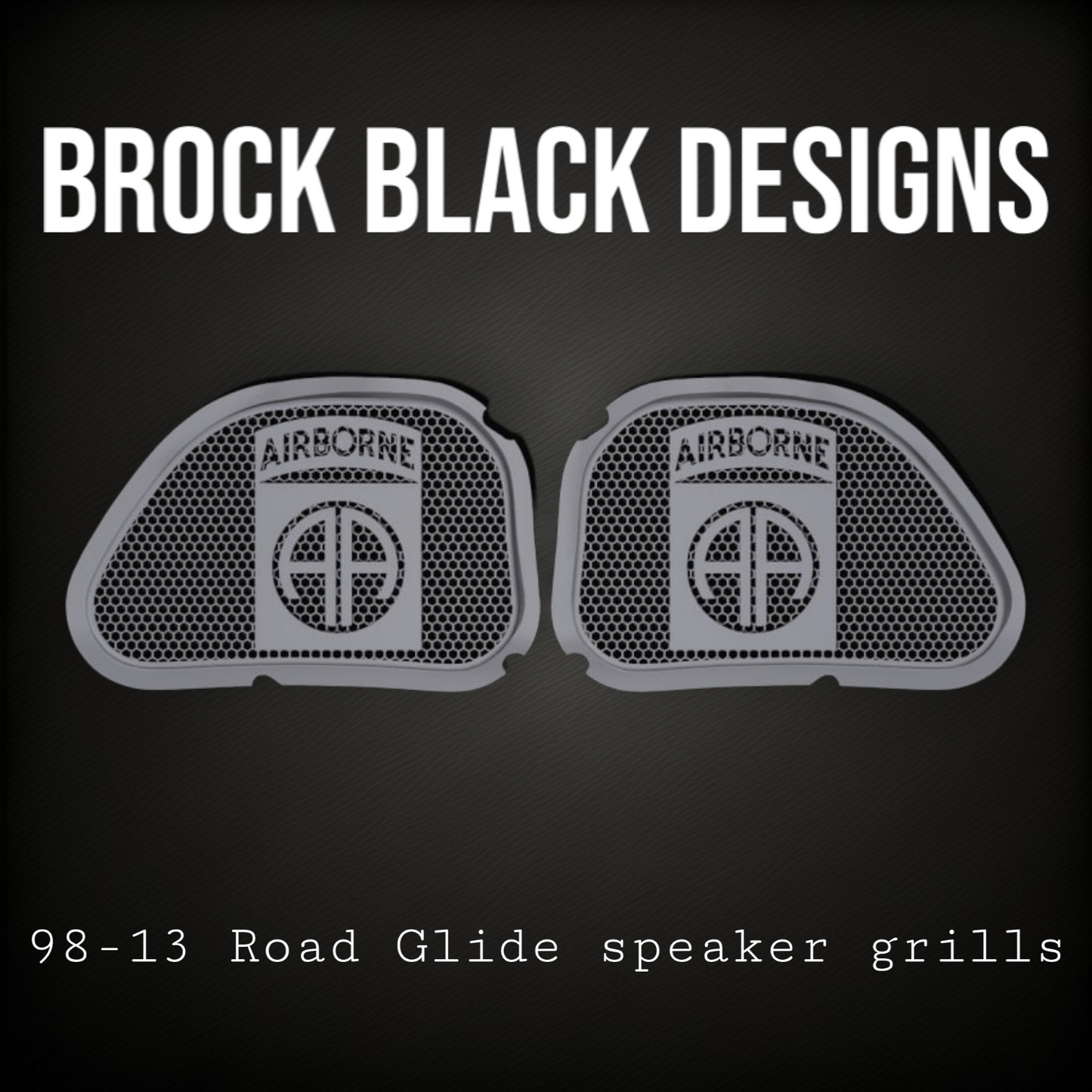 98-2024+ Road Glide 3D Airborne logo speakers grill covers set