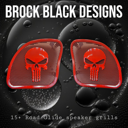98-2024+ Road Glide 3D punisher speakers grill covers set