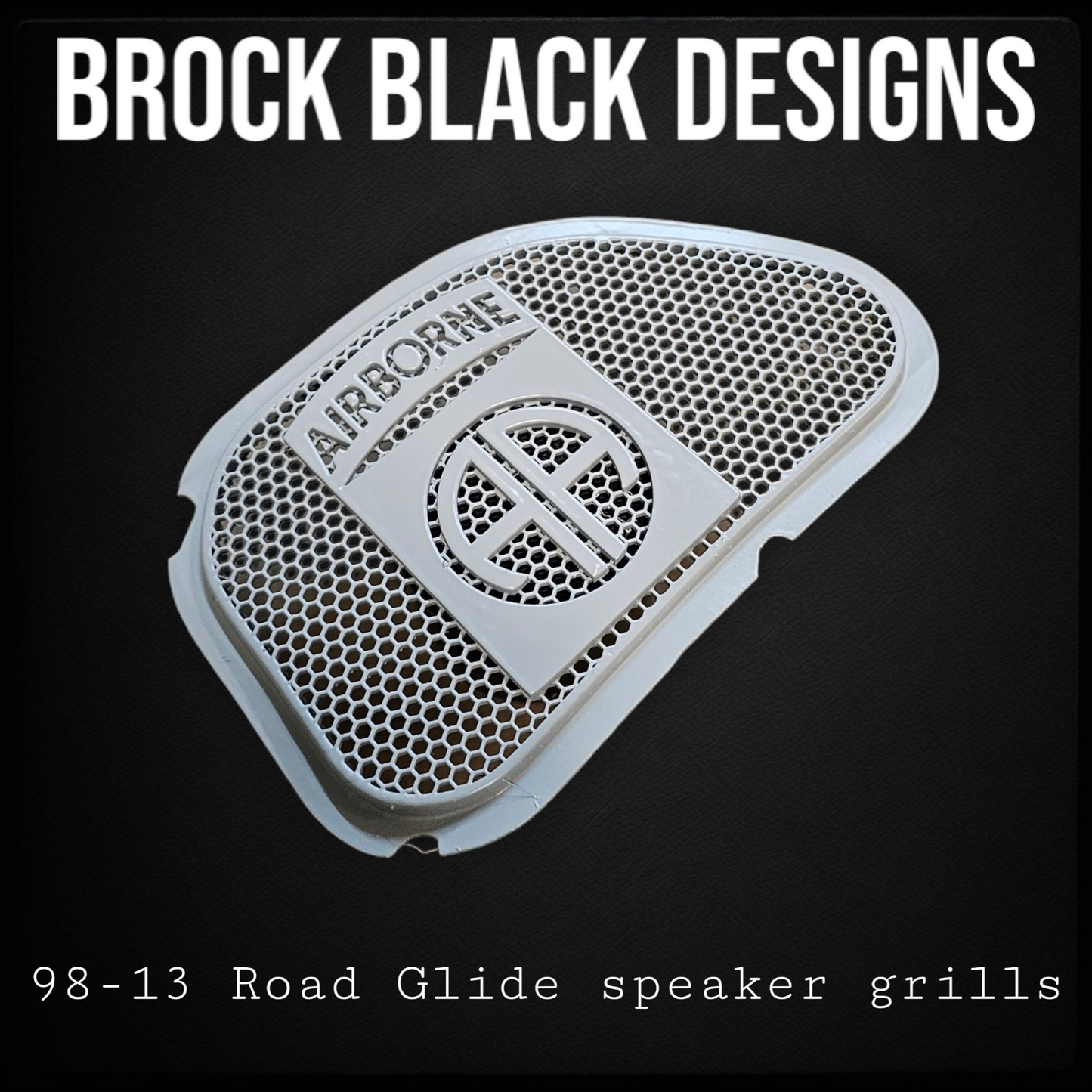 98-2024+ Road Glide 3D Airborne logo speakers grill covers set