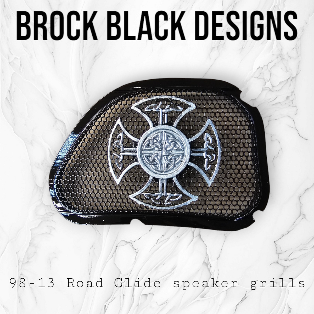 98-2024+ Road Glide 3D Celtic cross speakers grill covers set