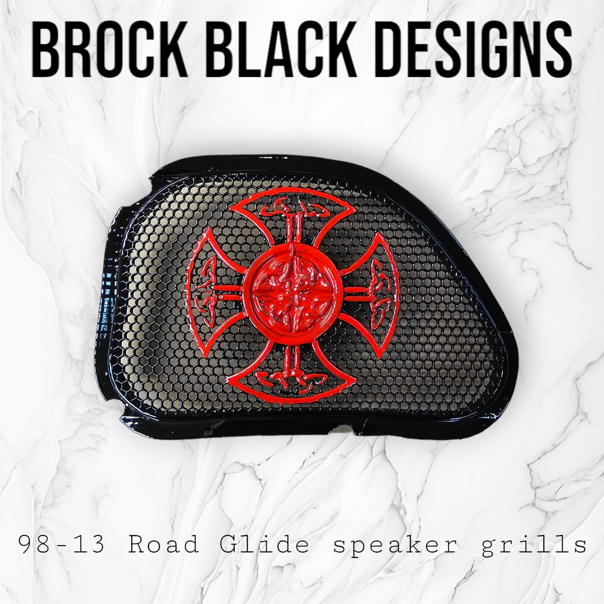 98-2024+ Road Glide 3D Celtic cross speakers grill covers set