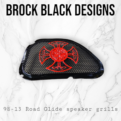 98-2024+ Road Glide 3D Celtic cross speakers grill covers set