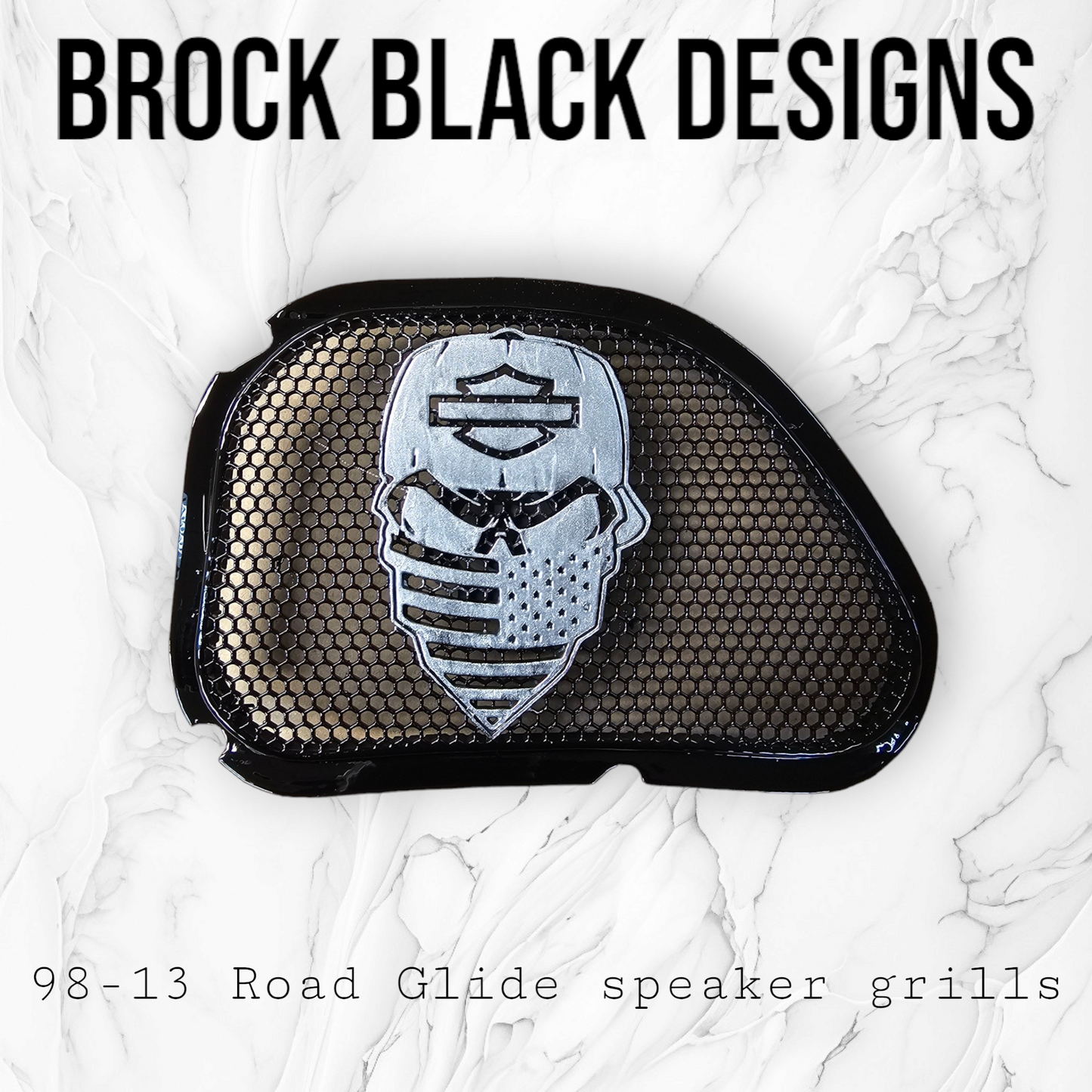 98-2024+ Road Glide 3D skull speakers grill covers set
