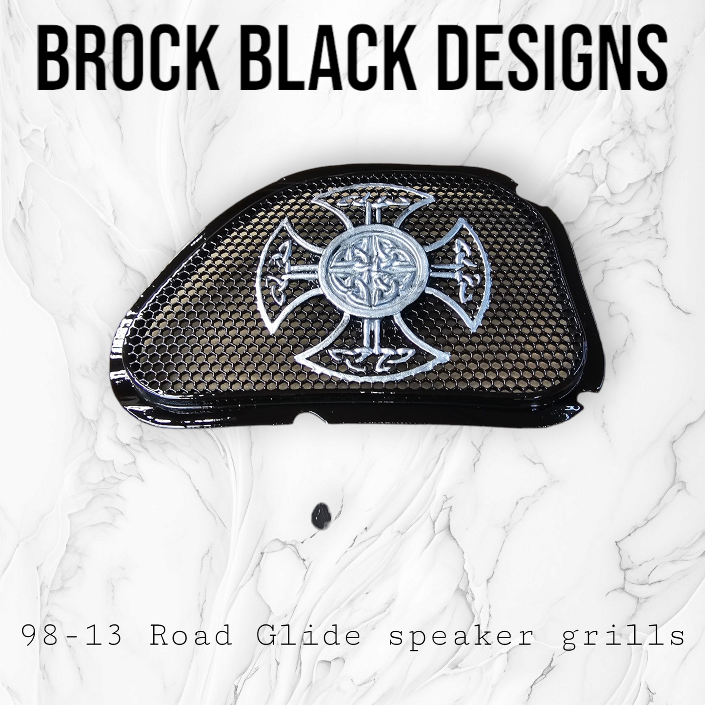 98-2024+ Road Glide 3D Celtic cross speakers grill covers set