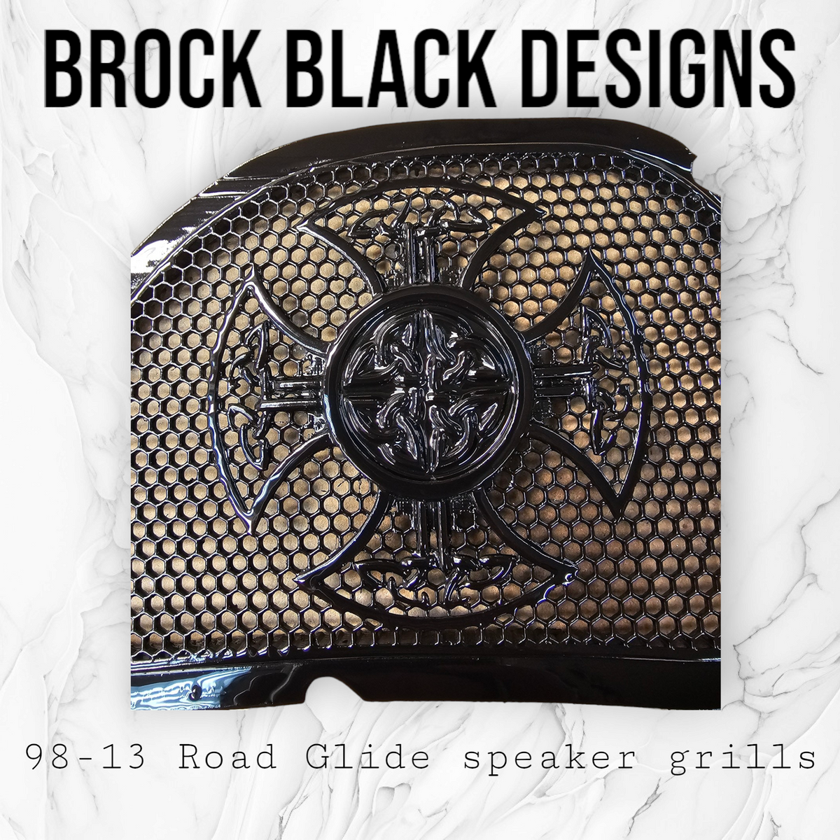98-2024+ Road Glide 3D Celtic cross speakers grill covers set