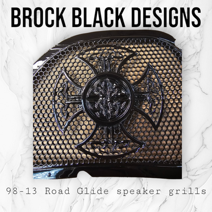 98-2024+ Road Glide 3D Celtic cross speakers grill covers set