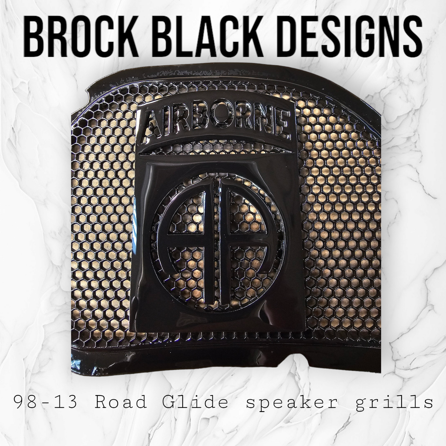 98-2024+ Road Glide 3D Airborne logo speakers grill covers set