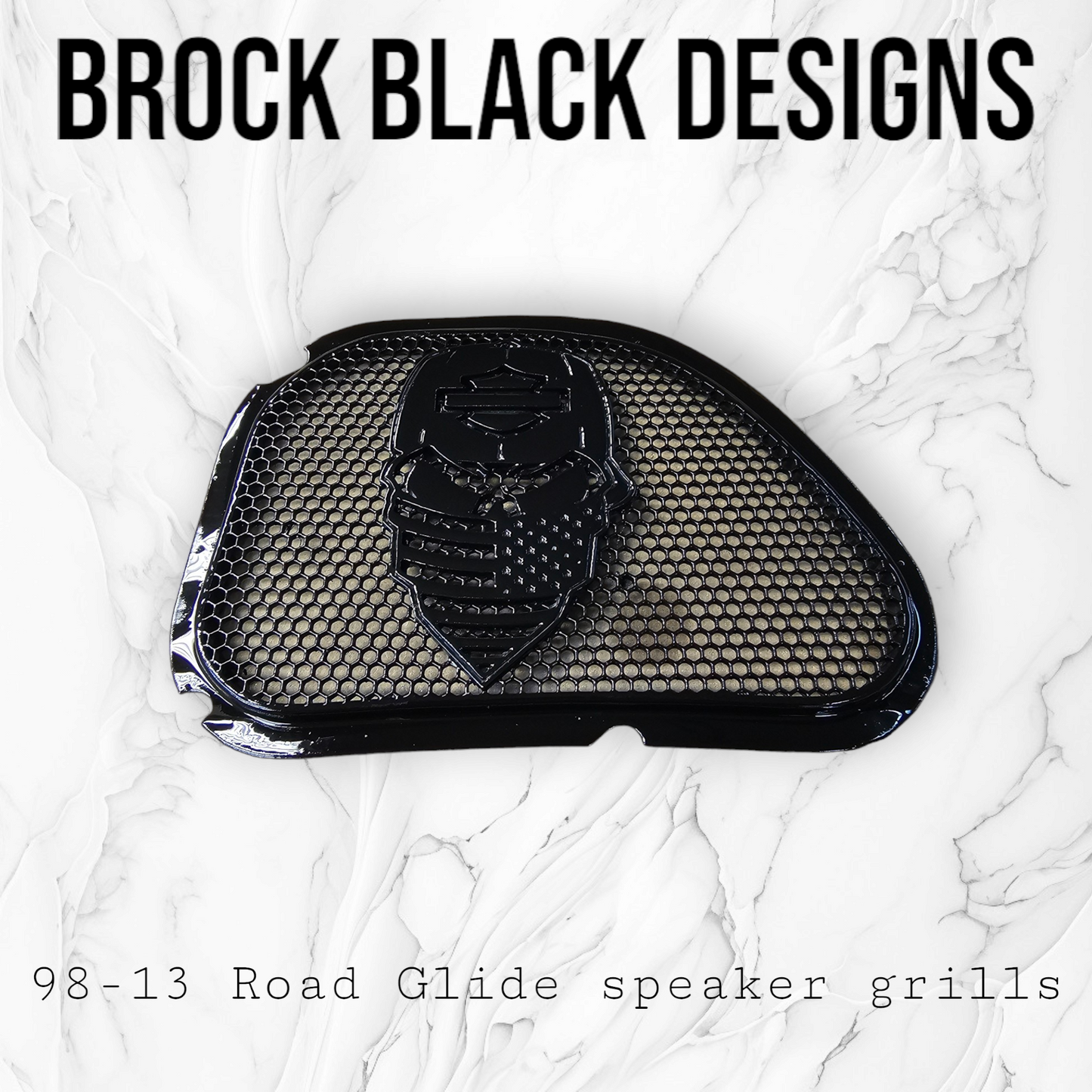 98-2024+ Road Glide 3D skull speakers grill covers set