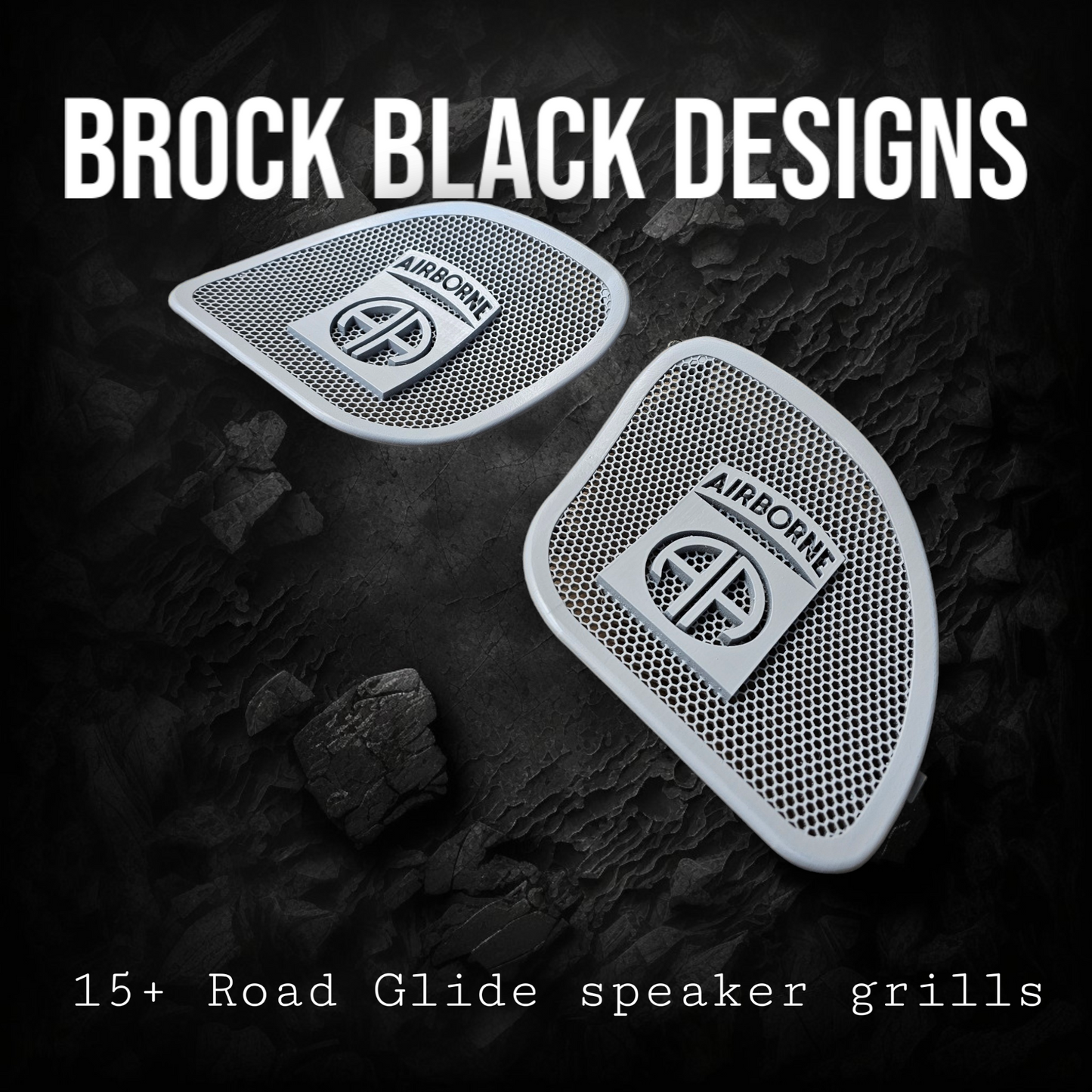 98-2024+ Road Glide 3D Airborne logo speakers grill covers set