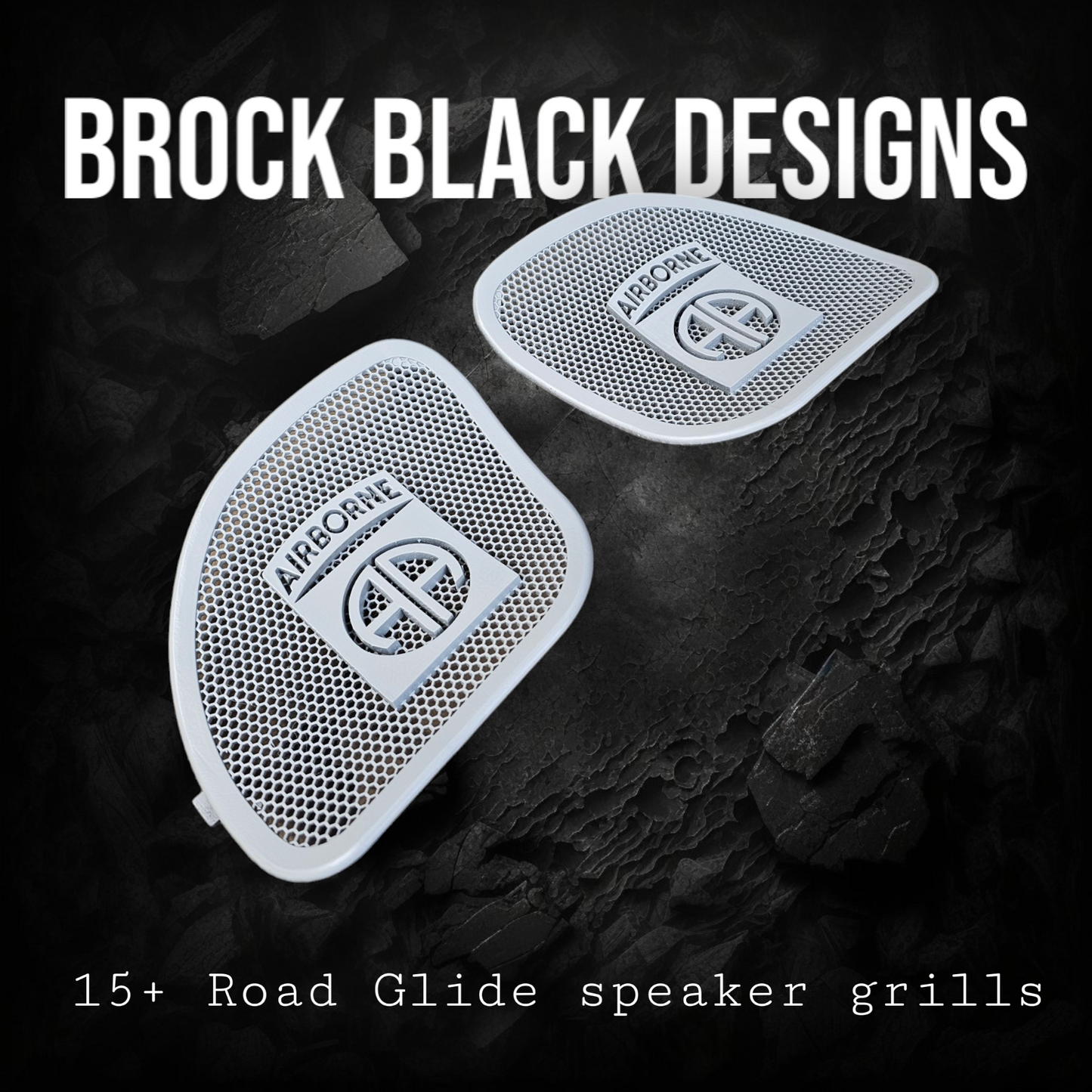 98-2024+ Road Glide 3D Airborne logo speakers grill covers set
