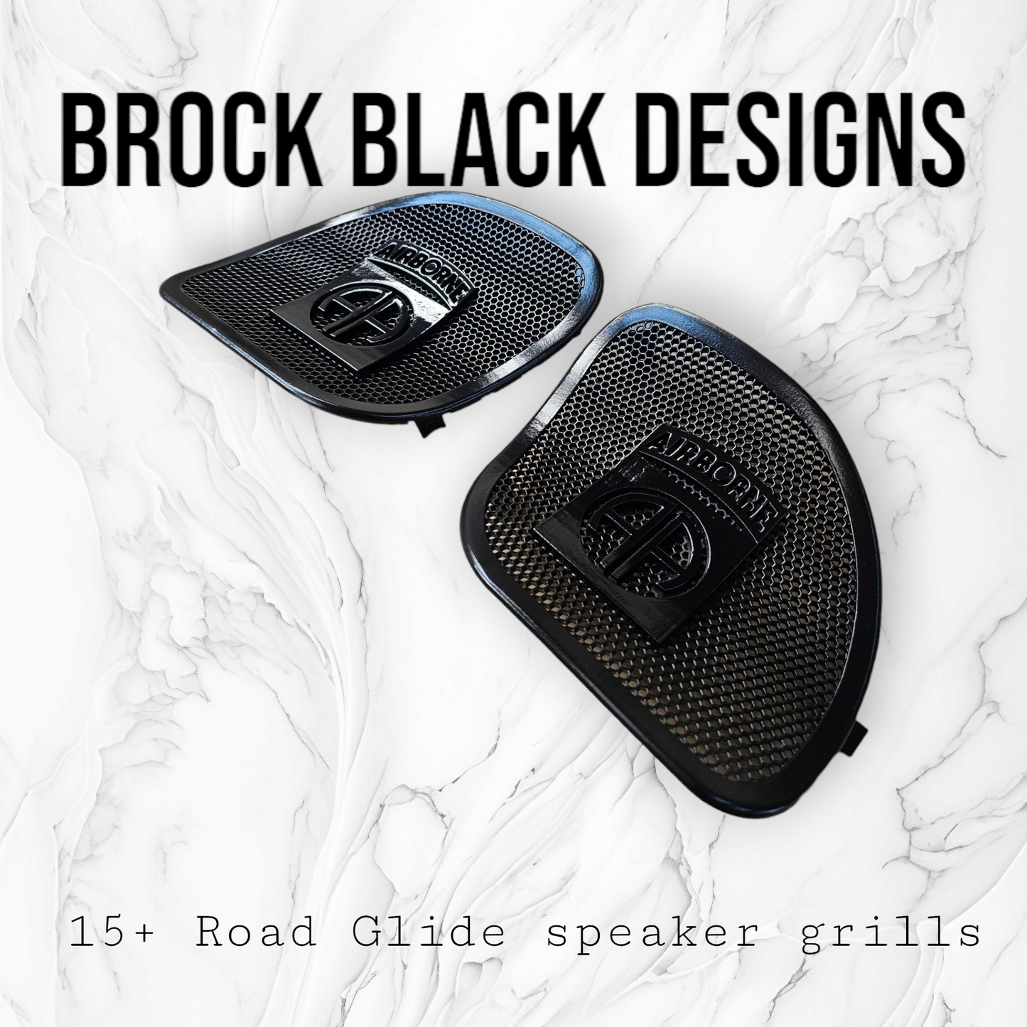 98-2024+ Road Glide 3D Airborne logo speakers grill covers set