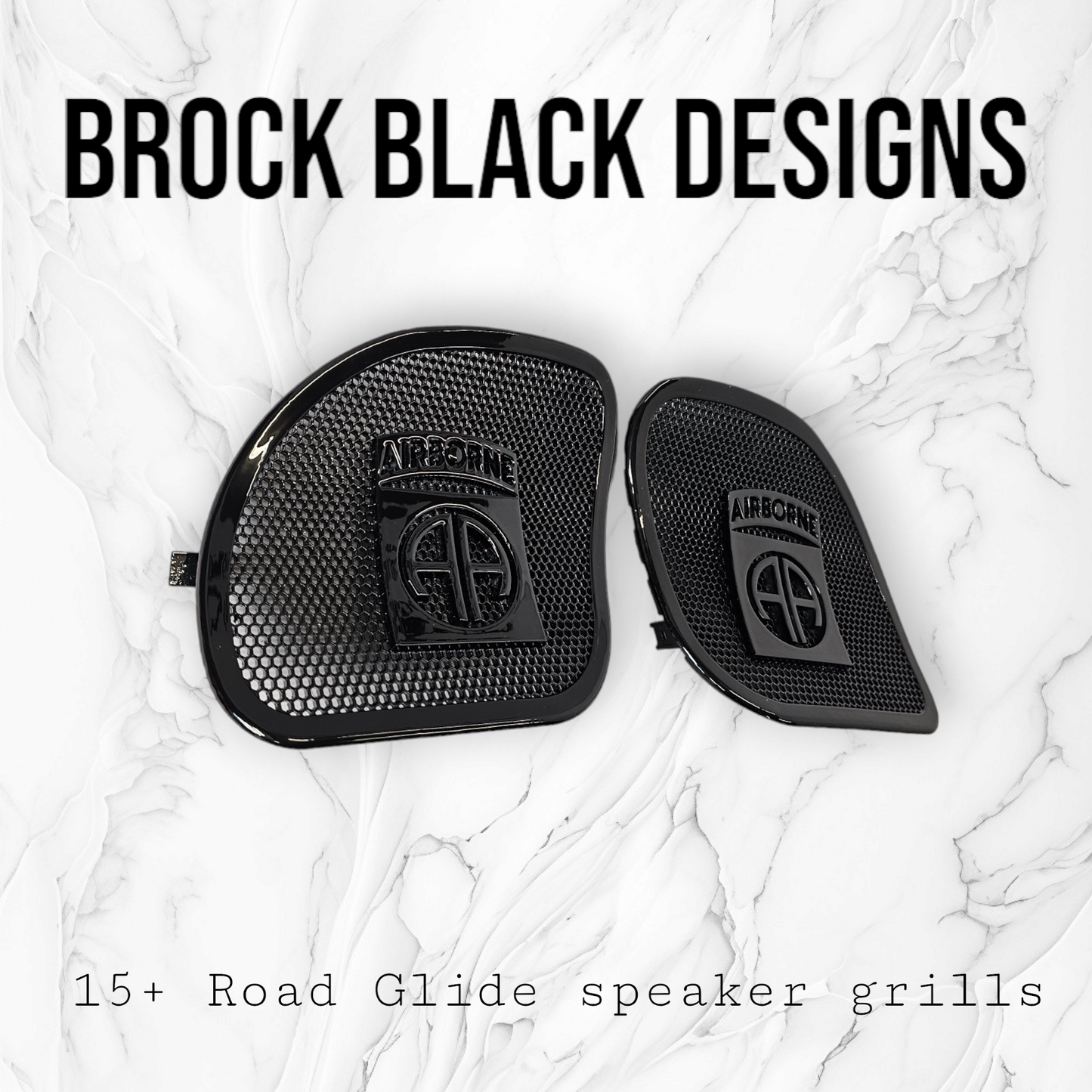 98-2024+ Road Glide 3D Airborne logo speakers grill covers set