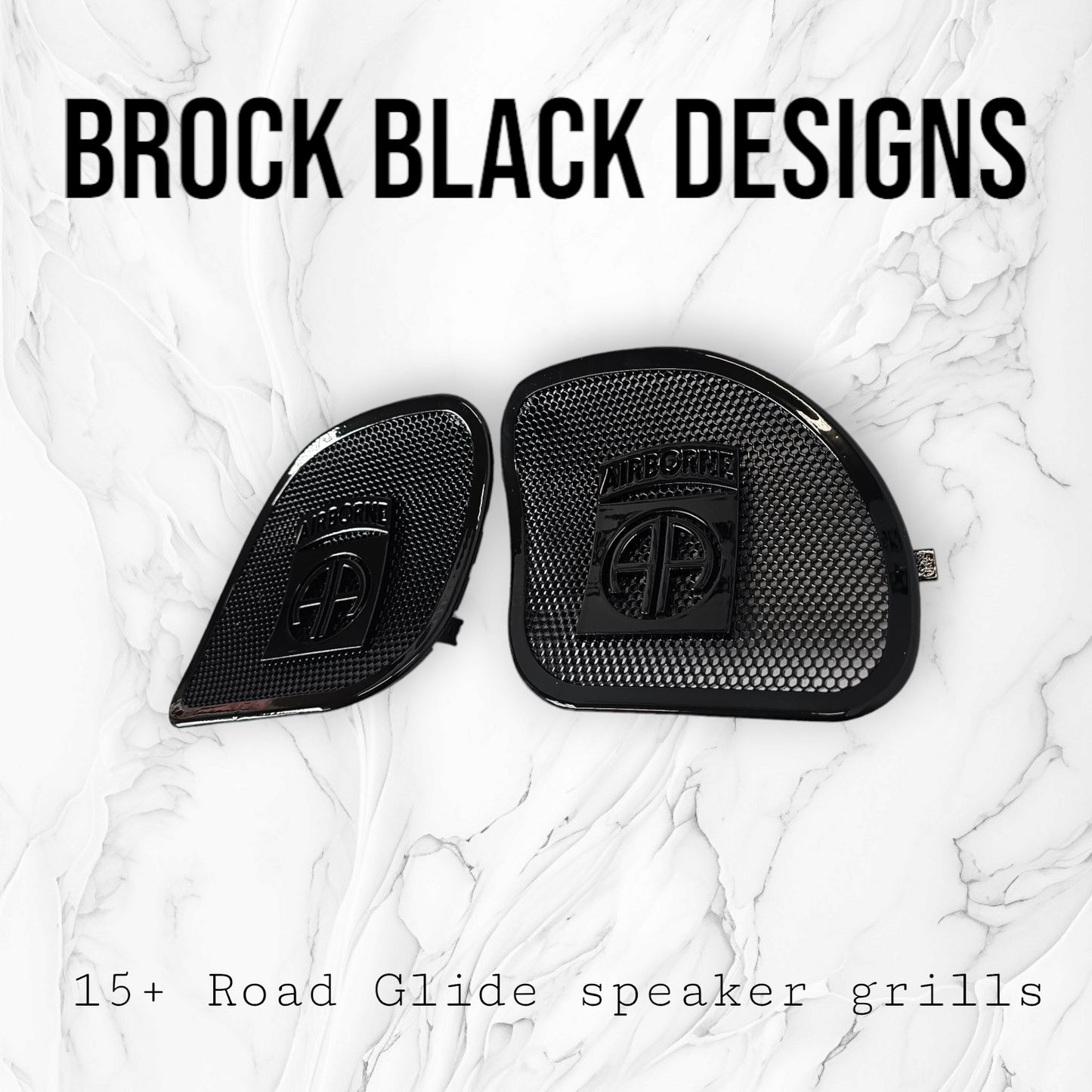 98-2024+ Road Glide 3D Airborne logo speakers grill covers set