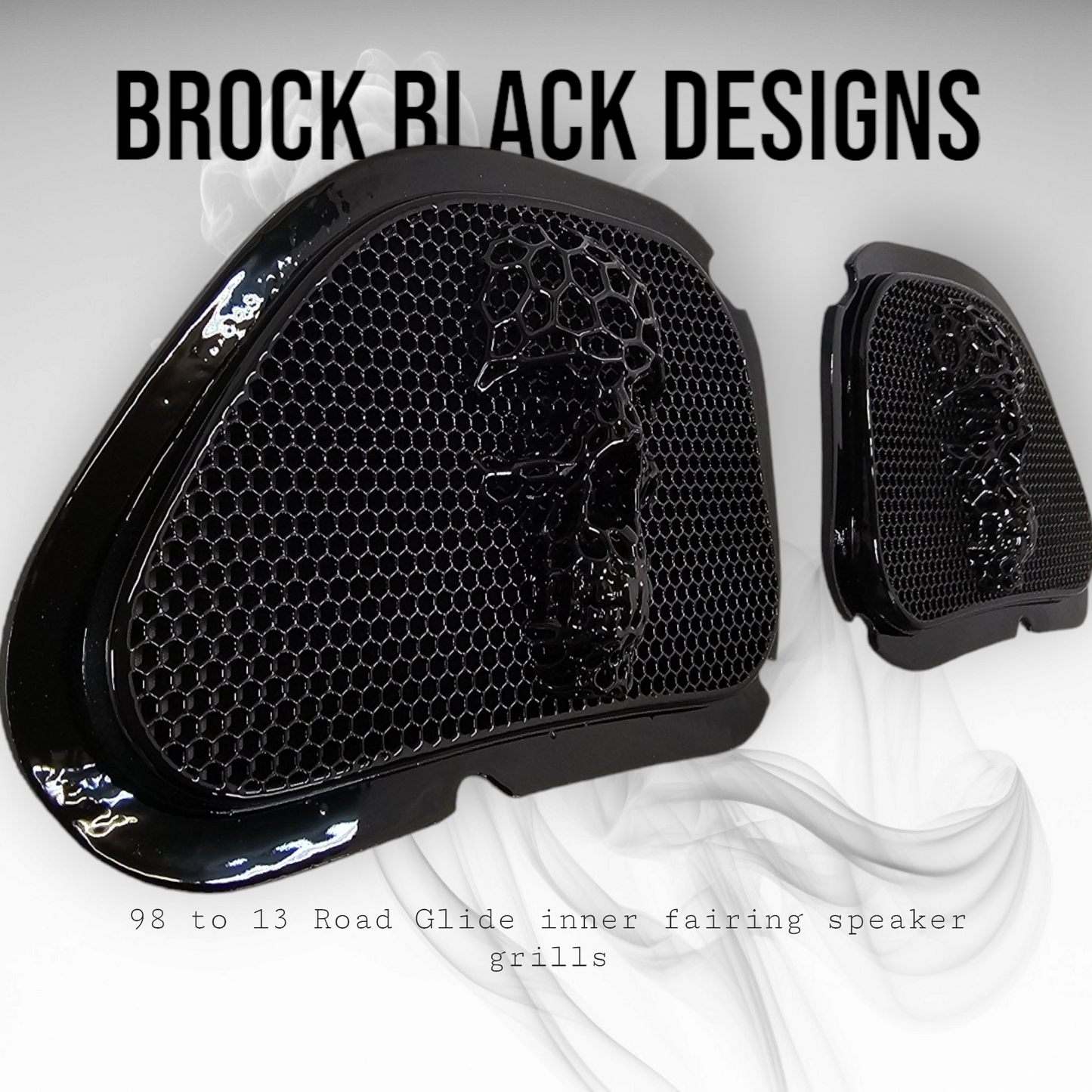 98-2024+ Road Glide 3D webbed Skull speakers grill covers set