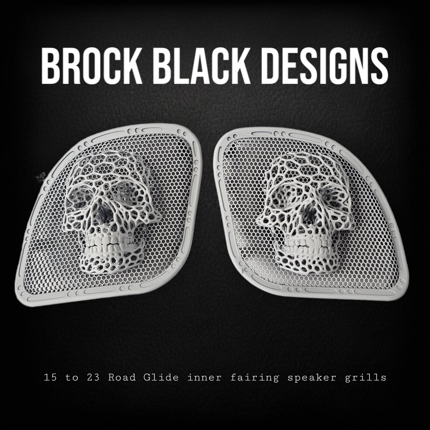 98-2024+ Road Glide 3D webbed Skull speakers grill covers set