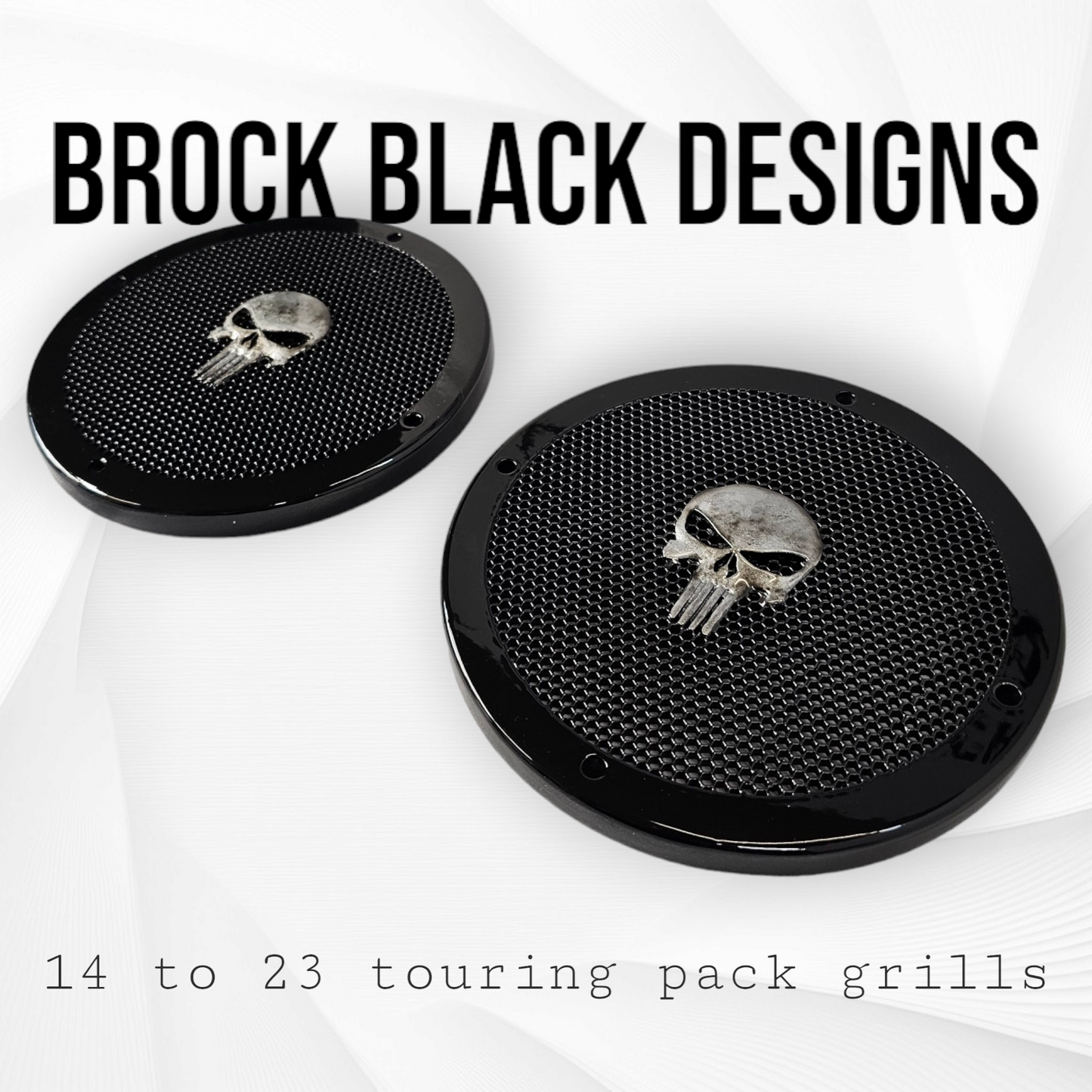 A set of Punisher 14-23 Harley Davidson Touring Pack Speaker Grill Cover Guard