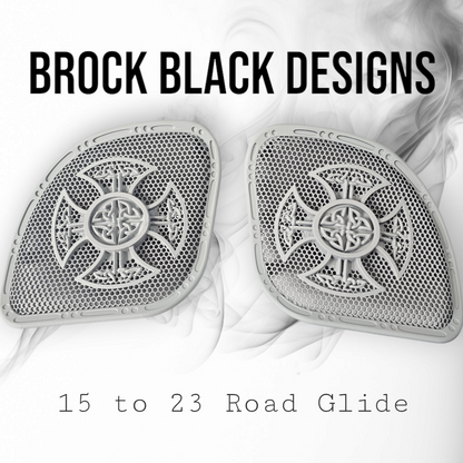 98-2024+ Road Glide 3D Celtic cross speakers grill covers set