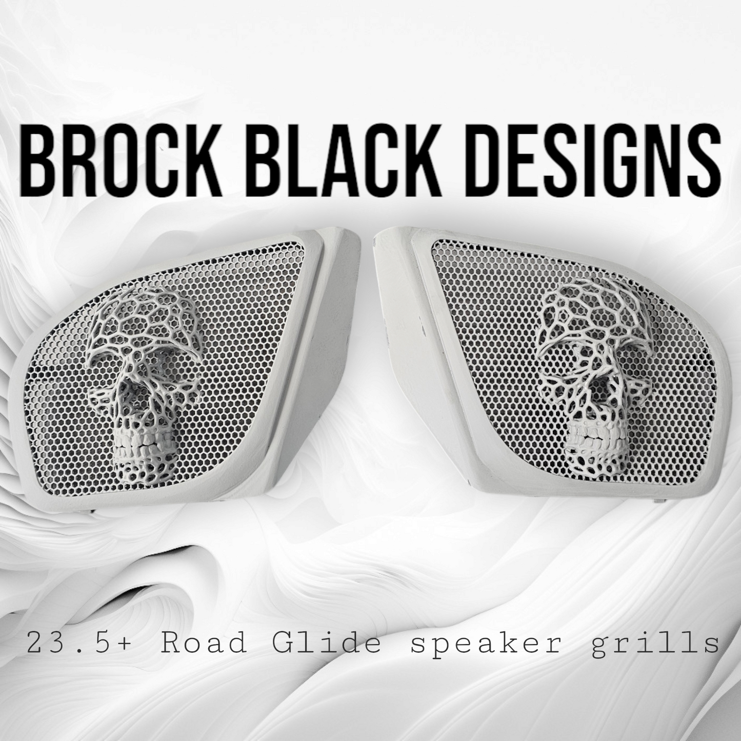 98-2024+ Road Glide 3D webbed Skull speakers grill covers set
