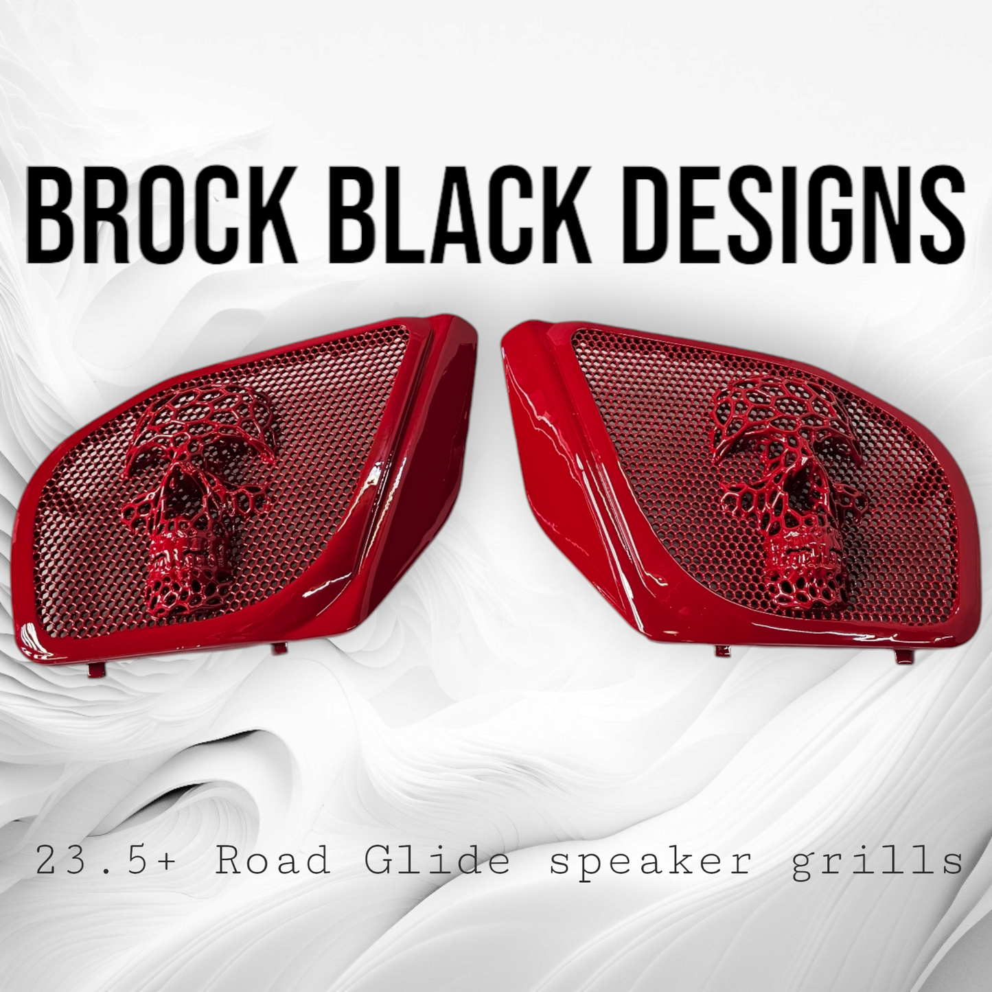 98-2024+ Road Glide 3D webbed Skull speakers grill covers set