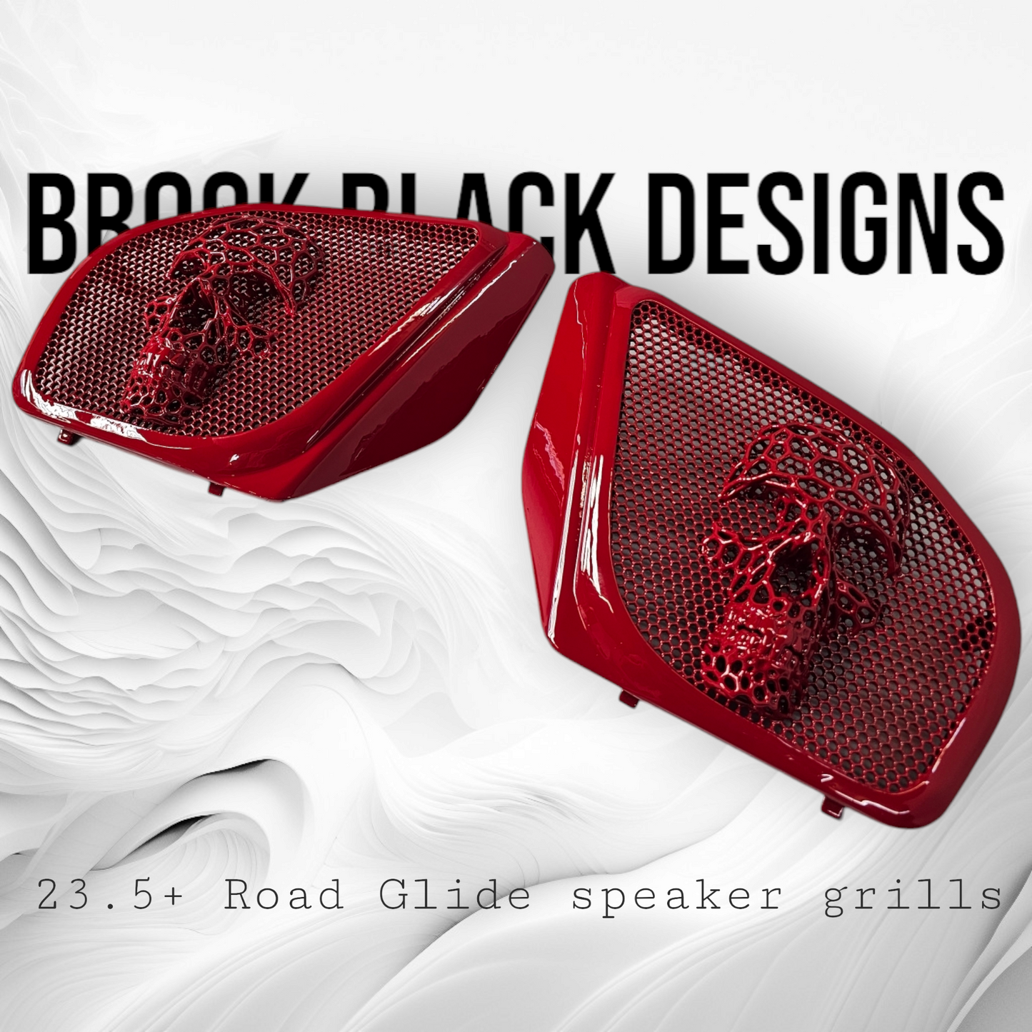 98-2024+ Road Glide 3D webbed Skull speakers grill covers set