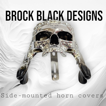 Chrome color Indian skull warbonnet Horn cover