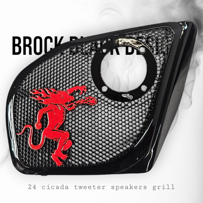 2024+ Road Glide with Cicada tweeter speakers grills set Fireball theme