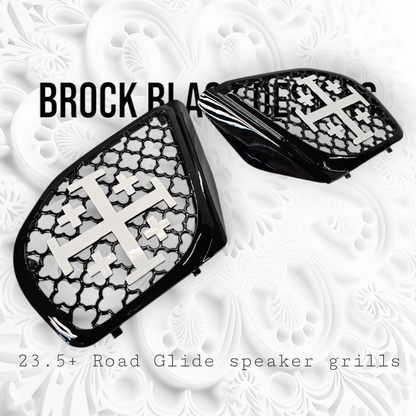 98-2024+ Road Glide 3D 5 fold cross speakers grill covers set