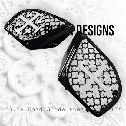 98-2024+ Road Glide 3D 5 fold cross speakers grill covers set