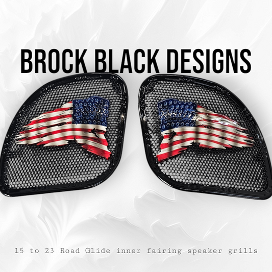 98-2024+ Road Glide 3D tattered flag speakers grill covers set