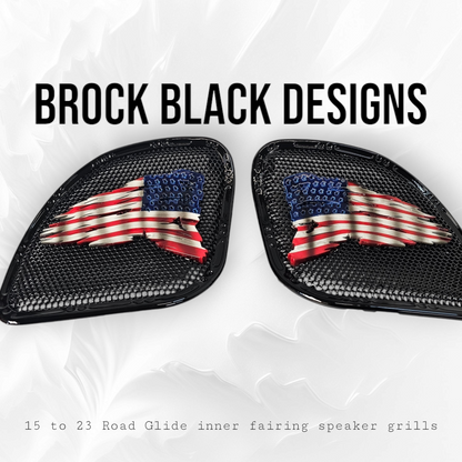 98-2024+ Road Glide 3D tattered flag speakers grill covers set